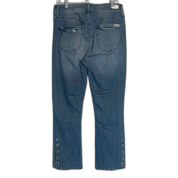 Seven7 Women’s Size 14 Mid Rise Ankle Boot Jeans Blue Stretch Denim Grommet Hem - Picture 2 of 11